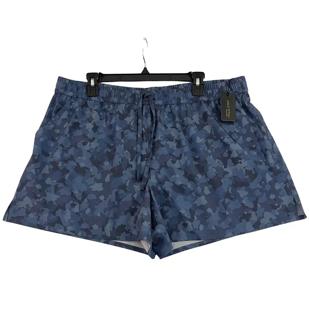 Half Moon By Modern Movement Mens XL Blue Camouflage Swim Trunks Stretch NWT